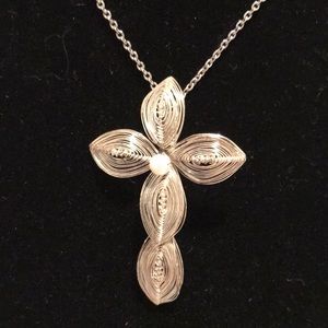 Silver wire cross on chain